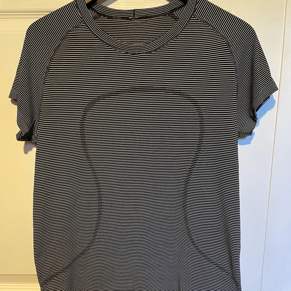Short Sleeve Striped Athletic Top
